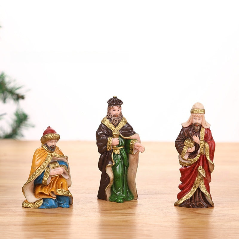 Set Presepe Natività 10 Pezzi in Resina – Statue e Figure per Decorazioni Natalizie, Completo di Re Magi, Maria, Giuseppe, Gesù Bambino e Animali
