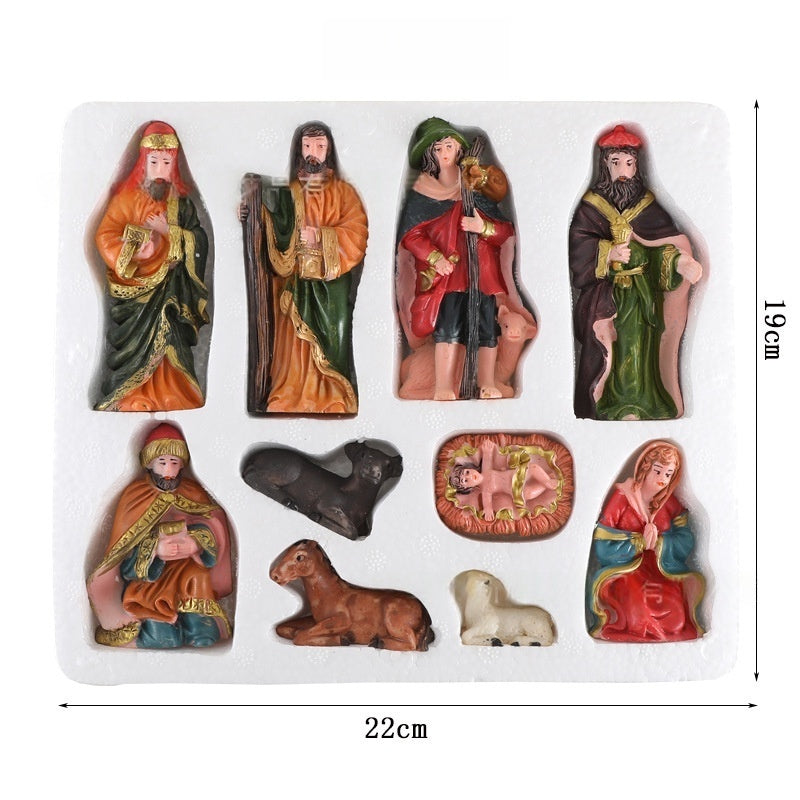 Set Presepe Natività 10 Pezzi in Resina – Statue e Figure per Decorazioni Natalizie, Completo di Re Magi, Maria, Giuseppe, Gesù Bambino e Animali
