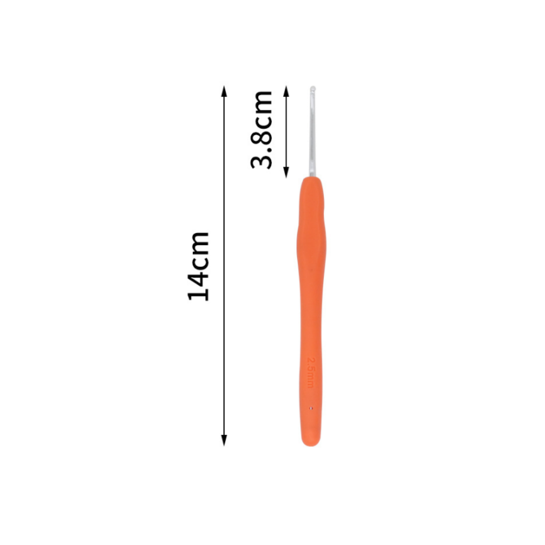 Uncinetto Ergonomico in Alluminio con impugnatura in gomma morbida, Misure (2/2.5/3/3.5/4/4.5/5/5.5/6 mm), Crochet Hook per Maglia e Filati