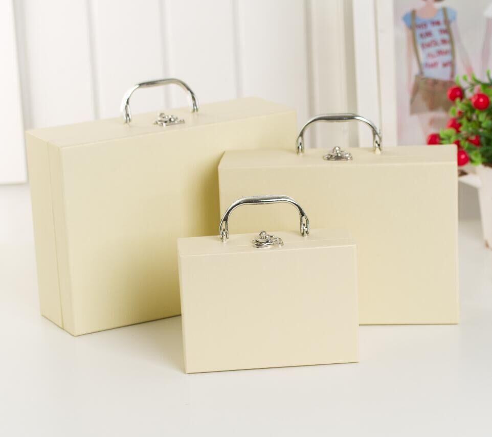 Scatola Valigia Avorio con Manico Scatola Regalo Oggetto Ospiti Evento