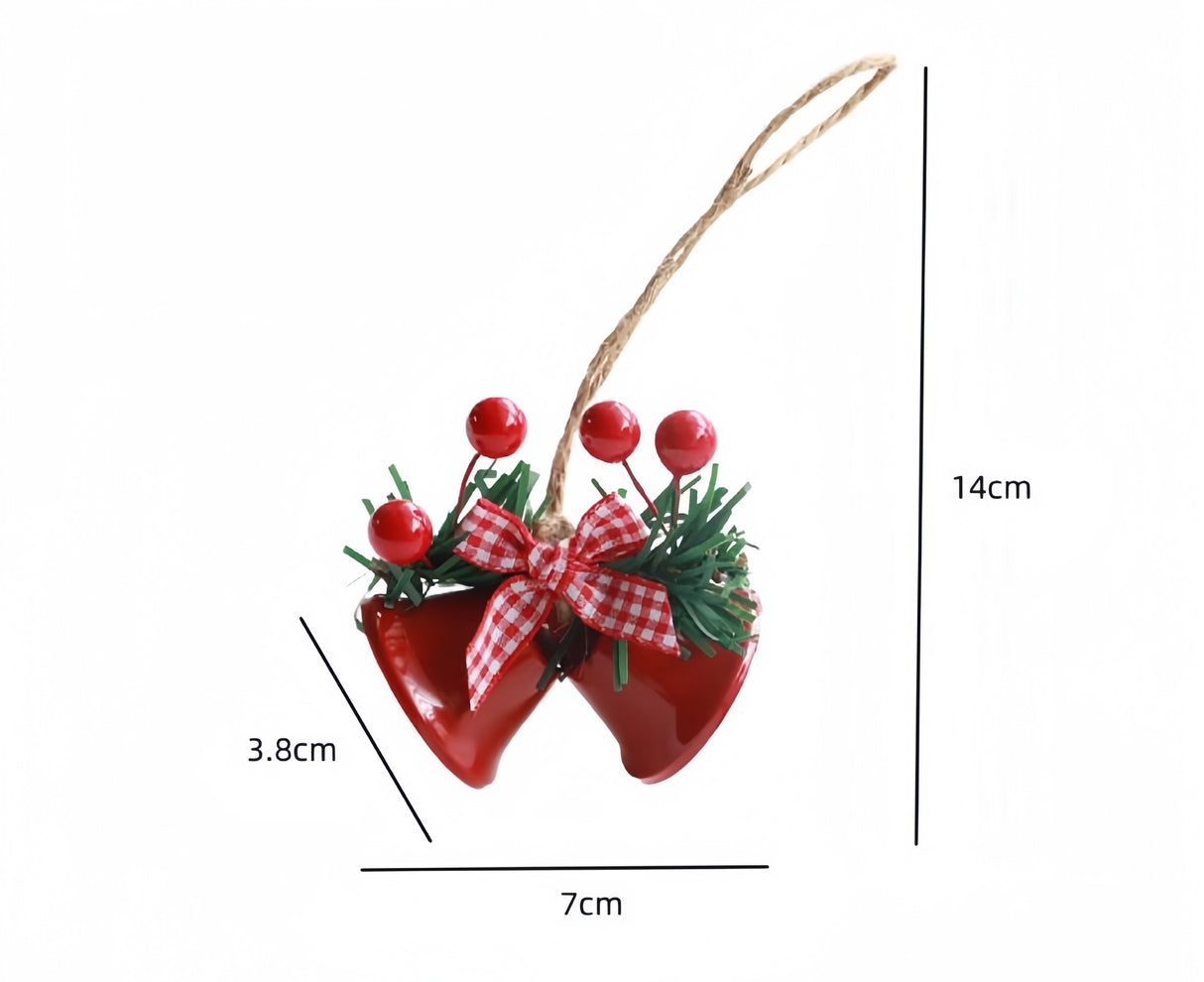 Set di 20 Campanelli Natalizi in Metallo con Nastri, Decorazione per Albero di Natale da Appendere