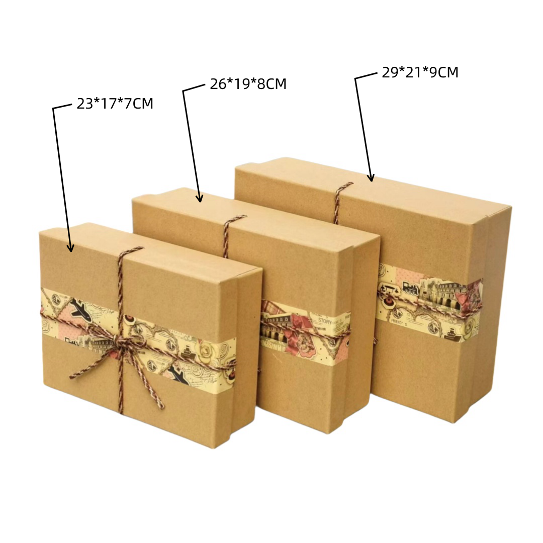Set di 3 Scatole Regalo con Coperchio in Cartone, Misura 29 * 21 * 9cm + 26 * 19 * 8cm + 23 * 17 * 7cm