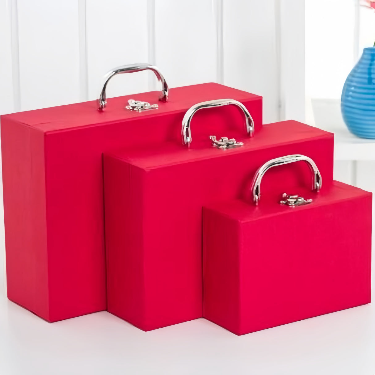 Scatola Valigia ROSSO con Manico Scatola Regalo Oggetto Ospiti Evento