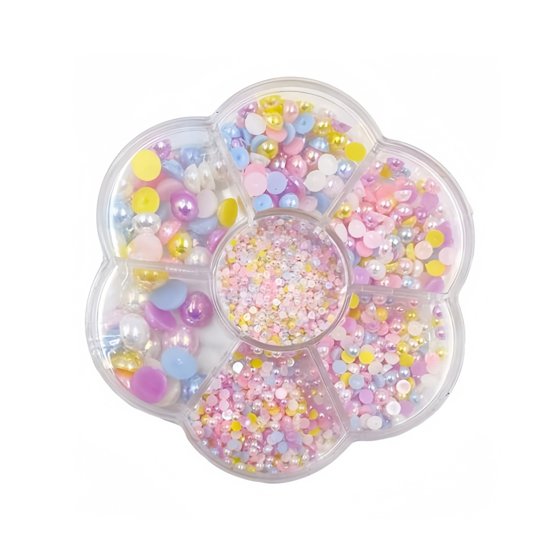 Perle semitonde colorate a laser in scatola forma di girasole