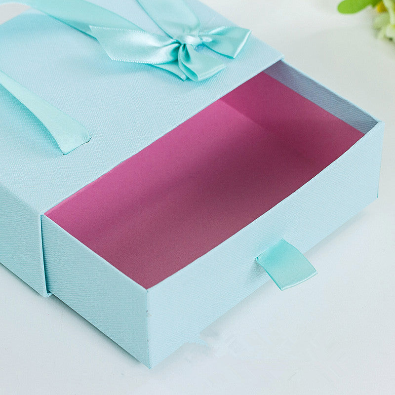 Cassetto Con fiocco Porta Oggetto Scatola Regalo Colore Blu Acqua