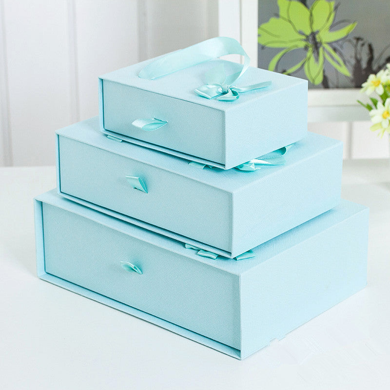 Cassetto Con fiocco Porta Oggetto Scatola Regalo Colore Blu Acqua