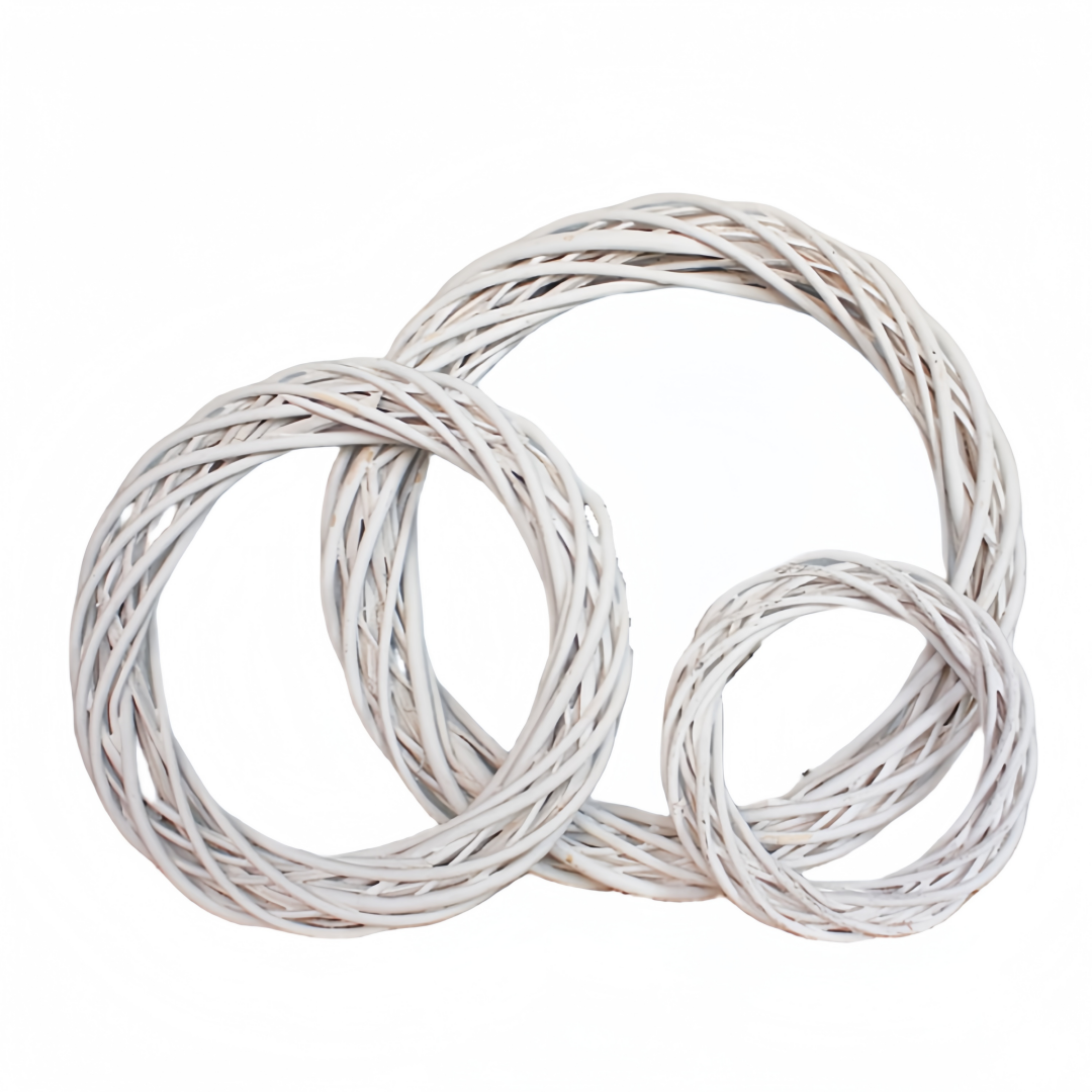 Ghirlanda Corona Anello bianca floreale di vimini rattan Creazione decorazione natale