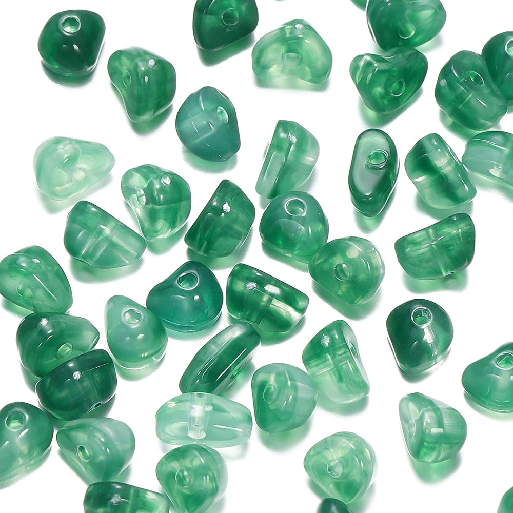 50 PEZZI PERLE ACRILICHE FORMA PIETRA VARI FORME 6*8MM, BUCO 1.5MM