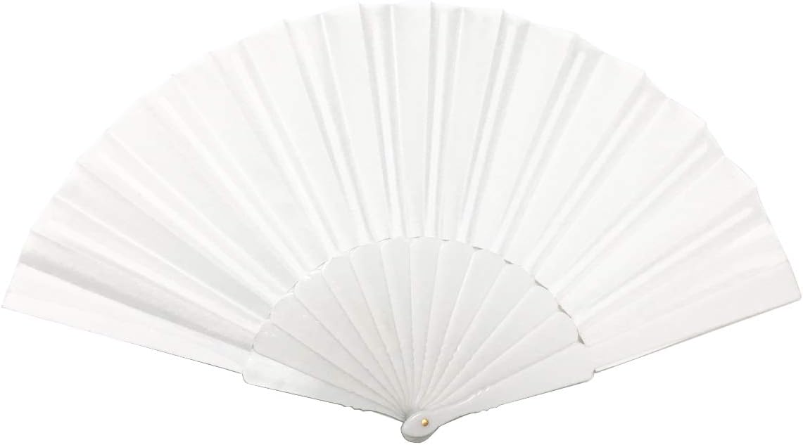 10pz Ventagli Bianchi Tessuto e plastica
