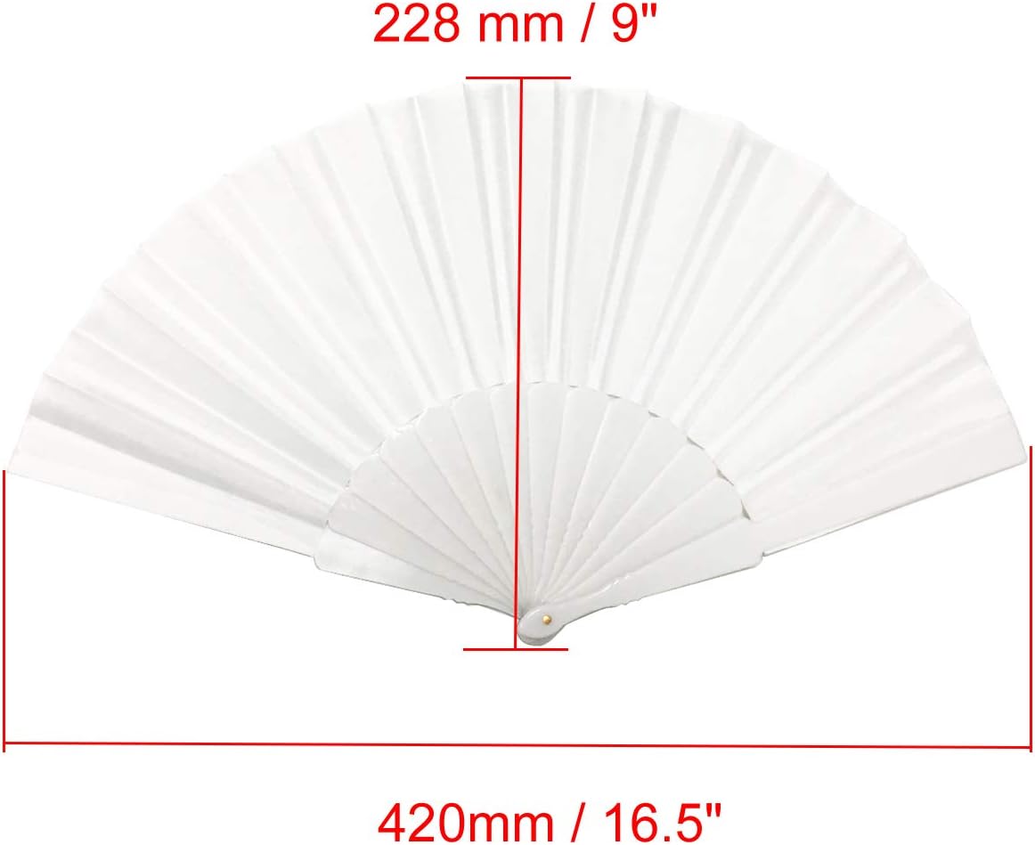 10pz Ventagli Bianchi Tessuto e plastica