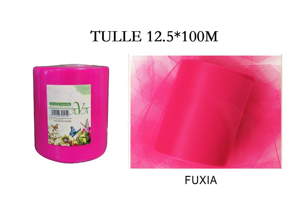 BOBINA ROTOLO TULLE VELO 12.5 cm x 100 m DECORAZIONE BOMBONIERE RUNNER