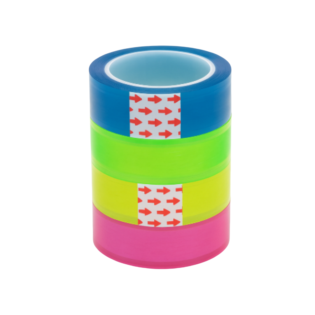 Set di 4 Nastri Adesivi Trasparenti Colorati – 1,5 cm x 15 m