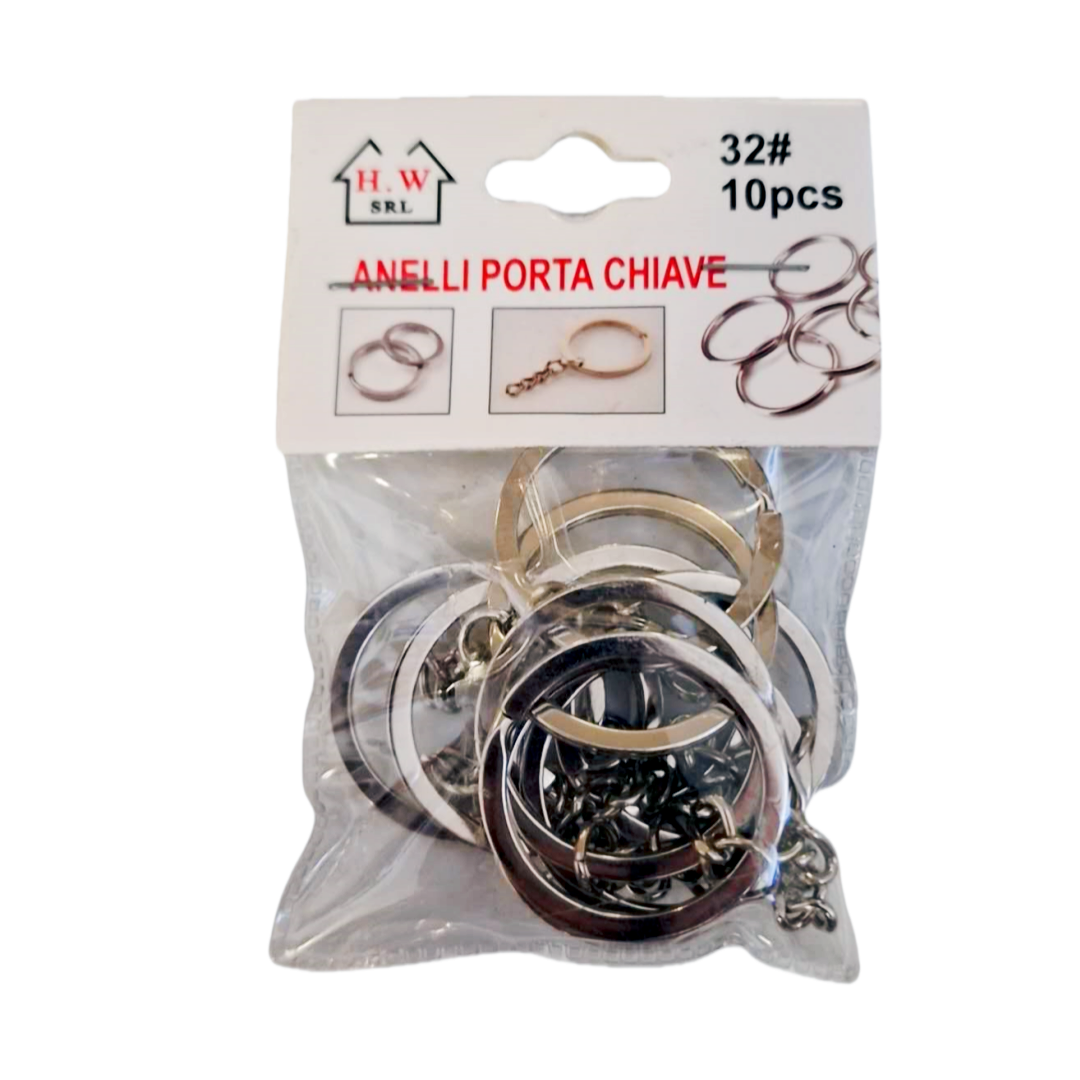 Anelli Portachiavi in Metallo - Set da 10 Pezzi - 32#