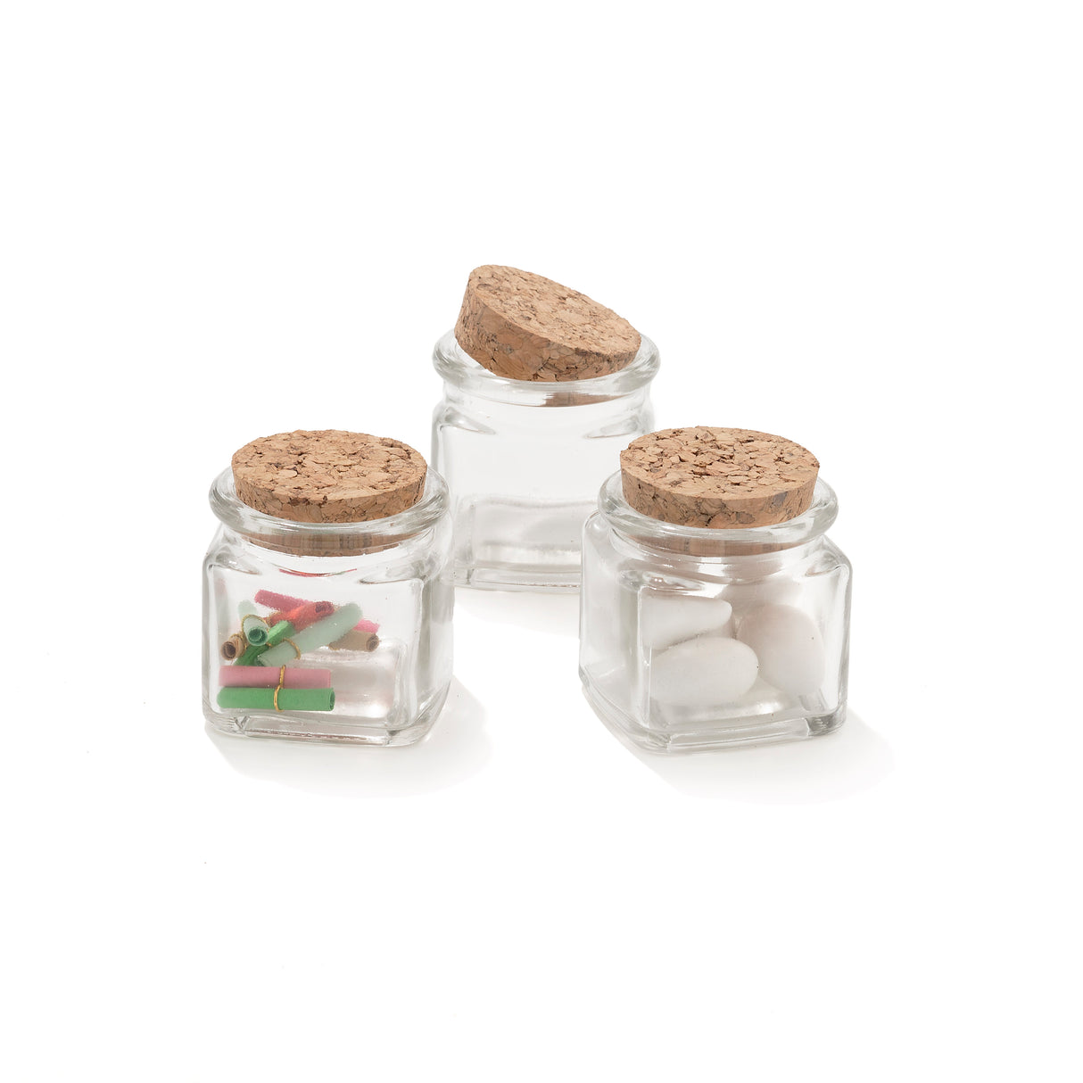 30 Pezzi Barattolo Vetro Quadrato 5*5*5cm Con Tappo In Sughero Budino Contenitore