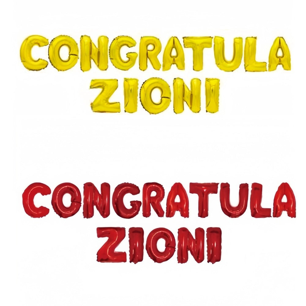 Set 15 pezzi Palloncini MYLAR ORO ROSSO 18 Pollici Italiano CONGRATULAZIONI 45cm