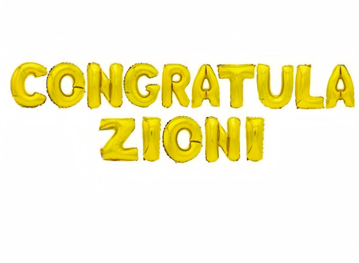 Set 15 pezzi Palloncini MYLAR ORO ROSSO 18 Pollici Italiano CONGRATULAZIONI 45cm