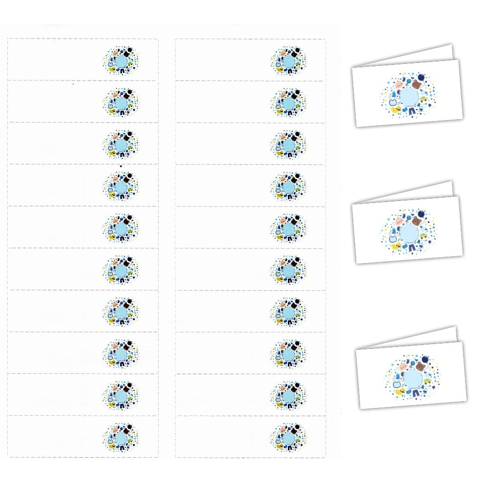 20 Pezzi bigliettini Personalizzati bomboniere Baby Azzurro Nascita Battesimo