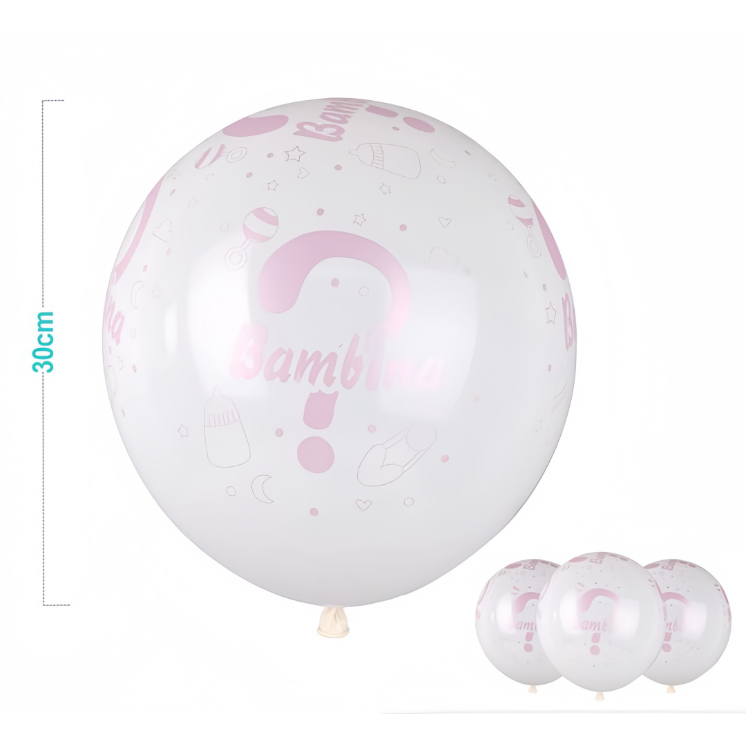 6 pezzi palloncini bambina bianco 30cm con simbolo ? per la nascita