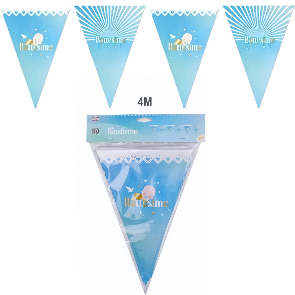 4 metri Lunghezza Bandiera triangolare Battesimo Azzurro Ragazzo