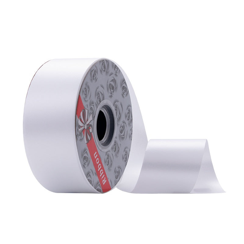 Nastro Regalo Decorativo in Plastica, 50 mm x 90 m, Bianco, per Confezioni e Decorazioni