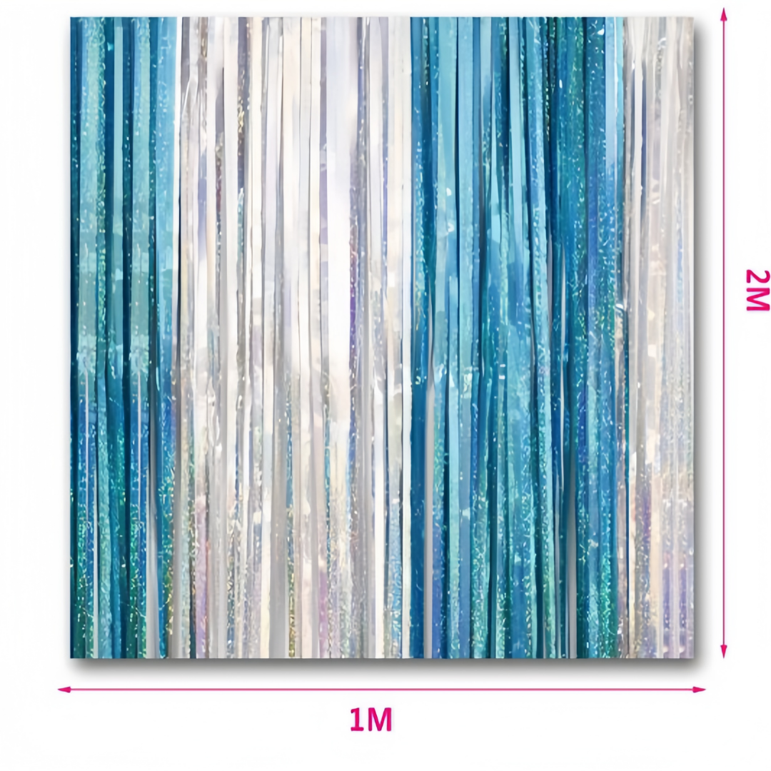 Tenda Decorazione Scintillante blu argento per Feste Compleanni ed Eventi 2M*1M