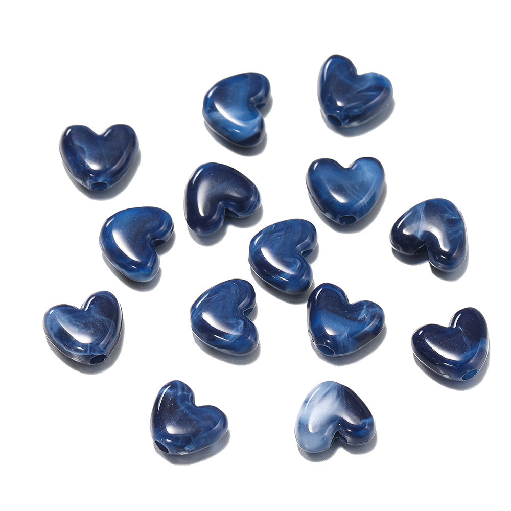 50 PEZZI PERLE ACRILICHE FORMA PIETRA CUORE 6.5mm*8mm Fai da Te Braccialetti, Collane, Bigiotteria