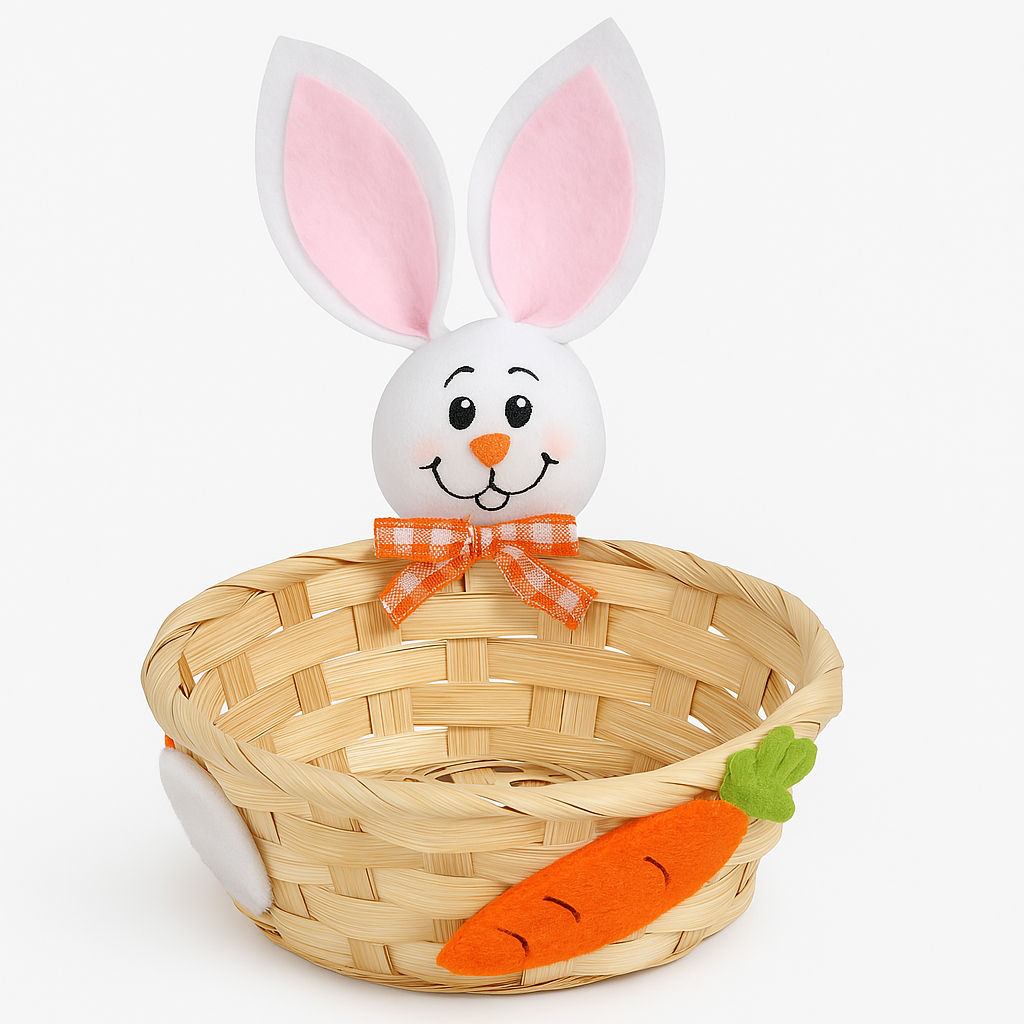 Cestino di Pasqua con Coniglietto e Carota in Feltro – Ø 12,5 cm
