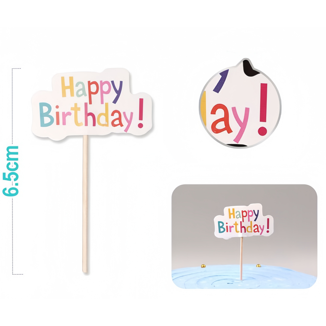 Cake Topper "Happy Birthday!" - 1 Pezzo | Decorazione per Torte di Compleanno