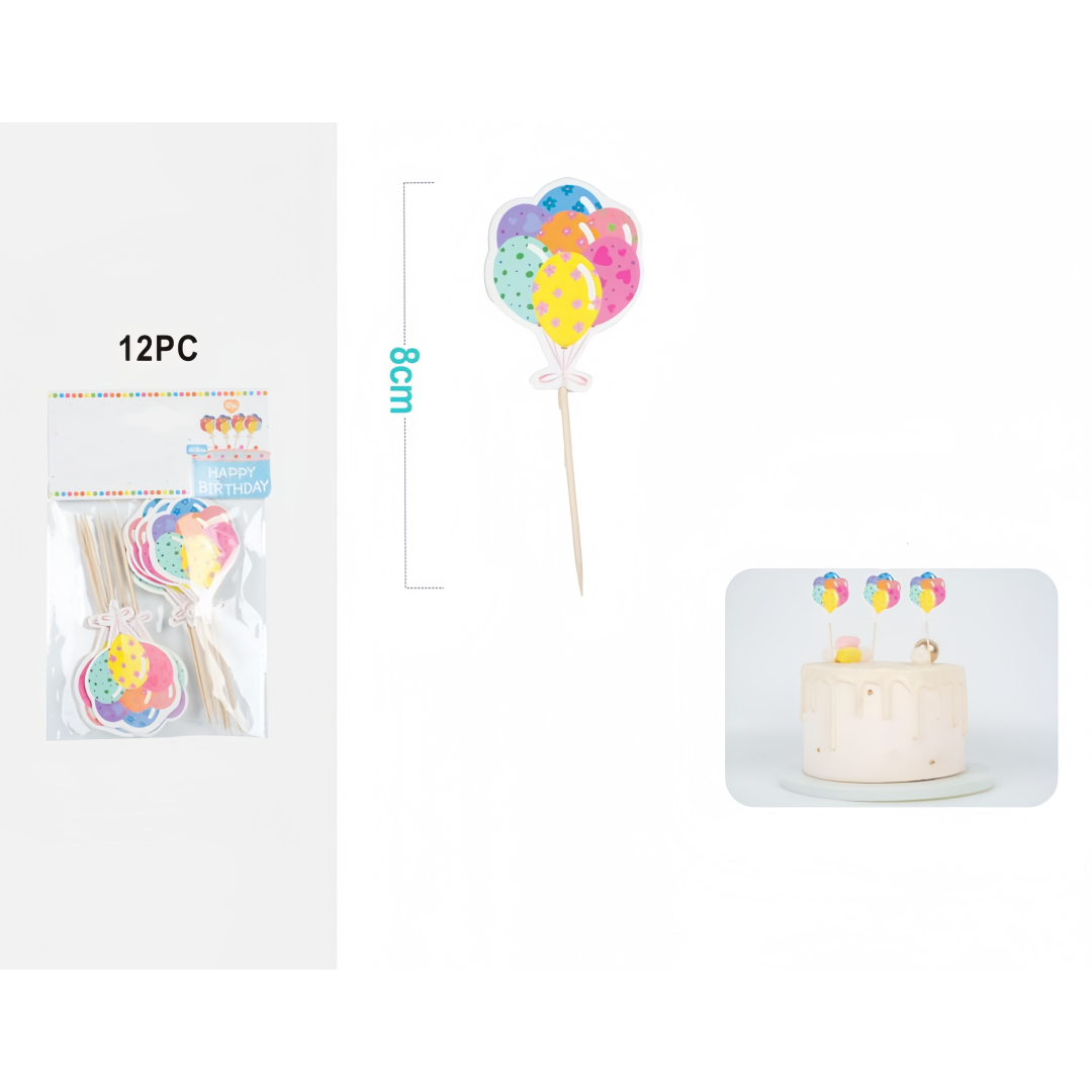 Cake Topper Decorativi con Palloncini - Set da 12 Pezzi