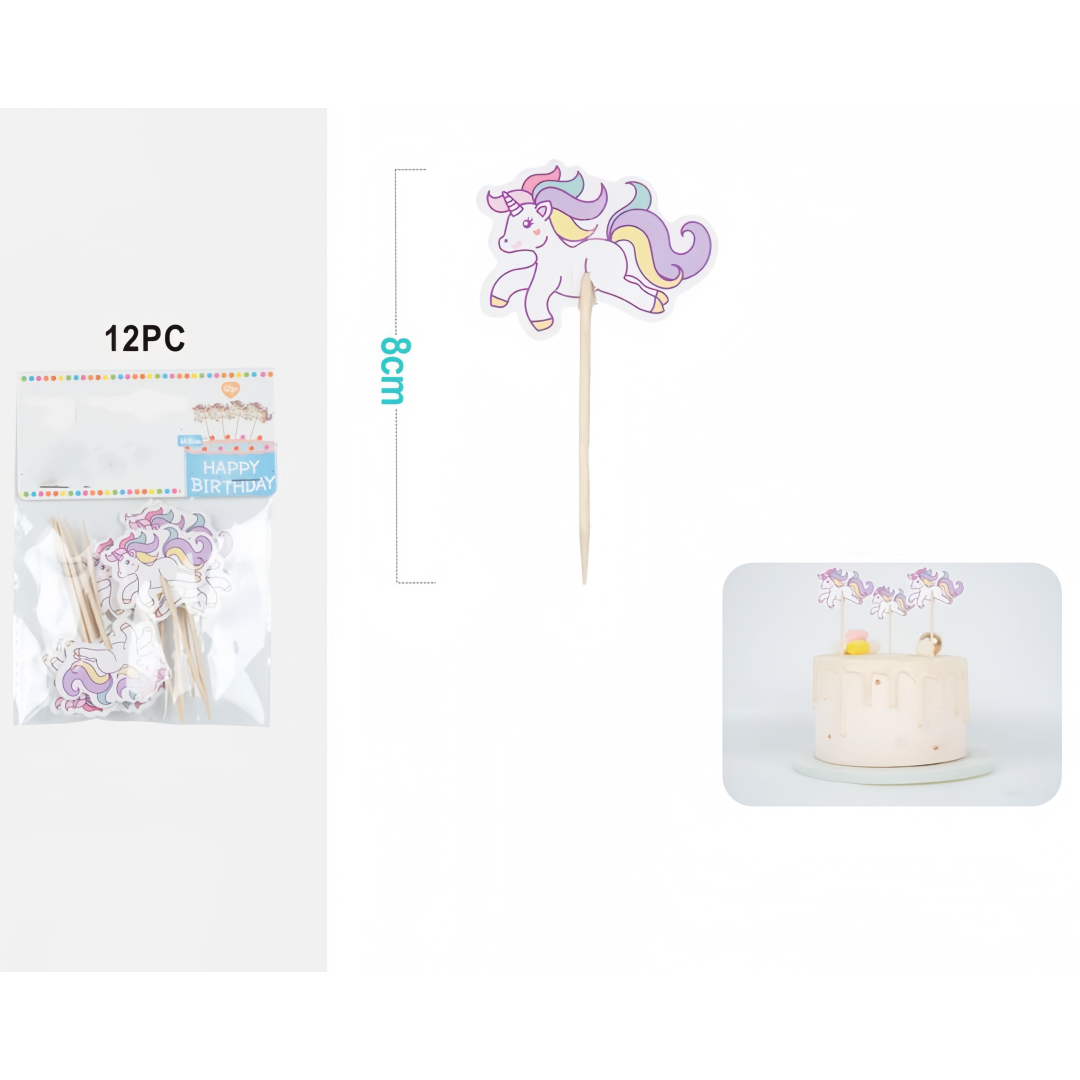 Cake Topper Unicorno - Set da 12 Pezzi | Decorazioni per Torta di Compleanno