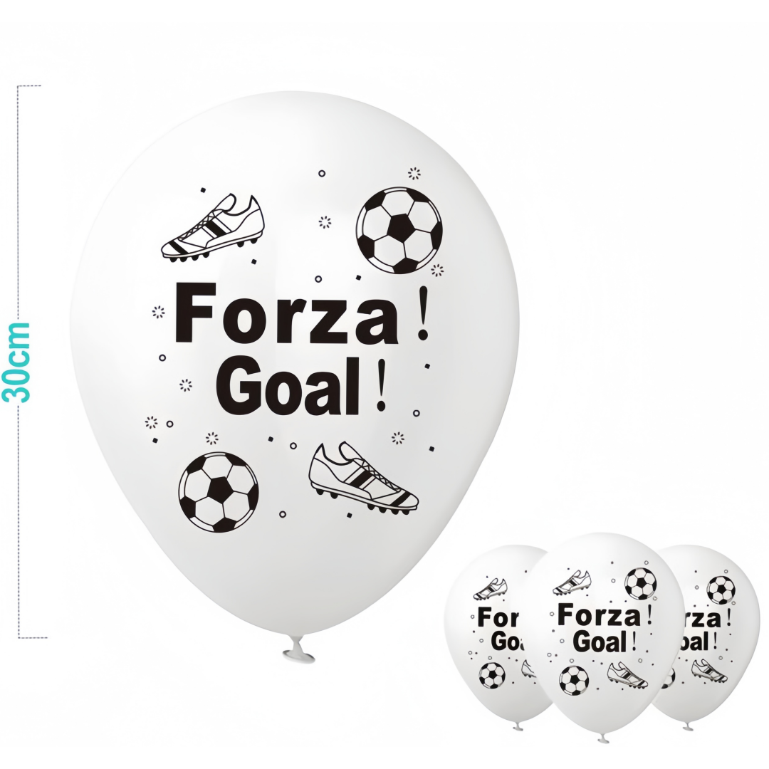 6 pezzi palloncini 2.8G Bianco tema calcio 30cm FORZA GOAL