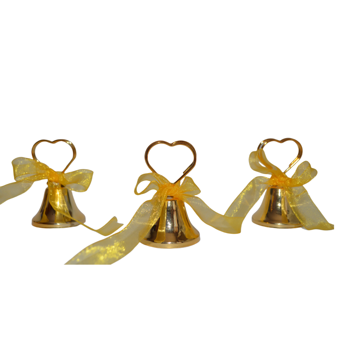 20x CAMPANELLE TIRABACI ORO ANNI SEGNAPOSTO SEGNATAVOLO BOMBONIERA