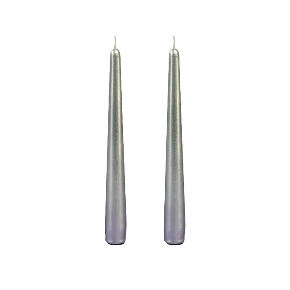 Set 2 candele coniche 2,2 cm h. 20cm Argento