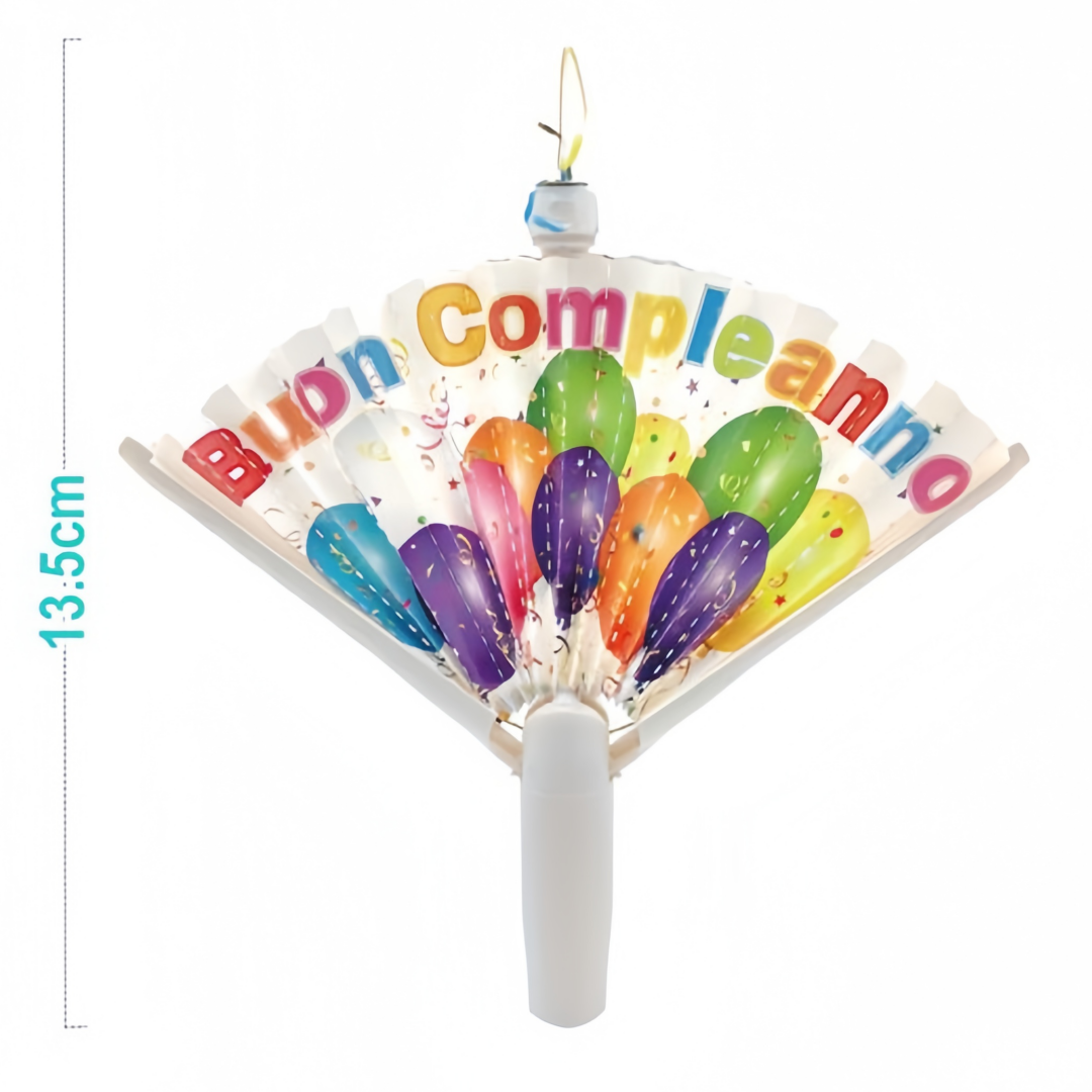 Candela a Ventaglio Scenografica Buon Compleanno per Torta