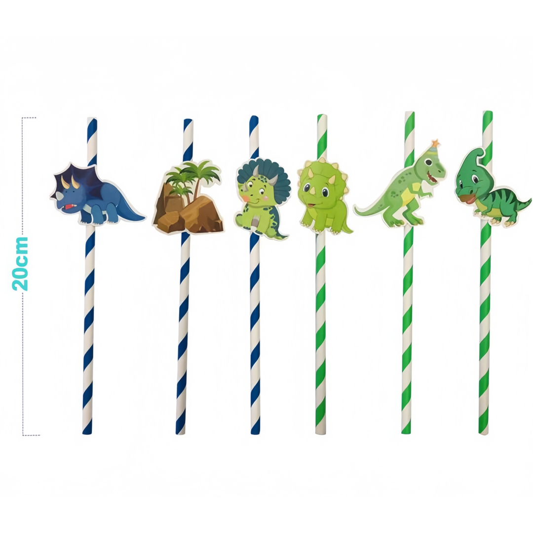 6 pezzi cannuccia a forma di Dinosauri Festa compleanno