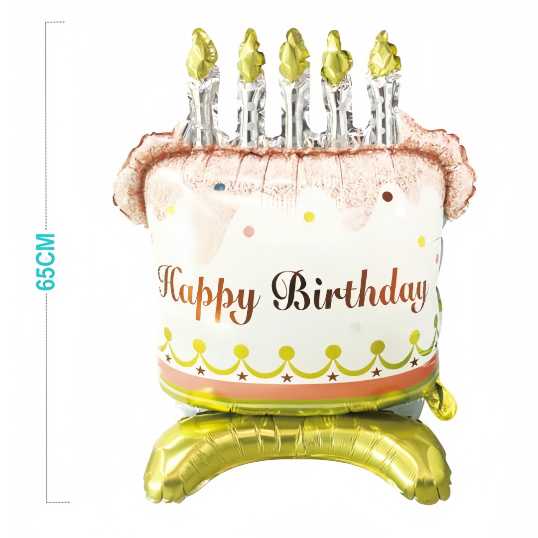Palloncino MYLAR a Forma di Torta di Compleanno 65cm- Decorazione Gigante per Feste di Compleanno