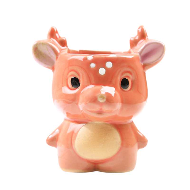 Vaso decorativo in ceramica a forma di cerbiatto – piccolo vaso 10x9 cm per piante grasse