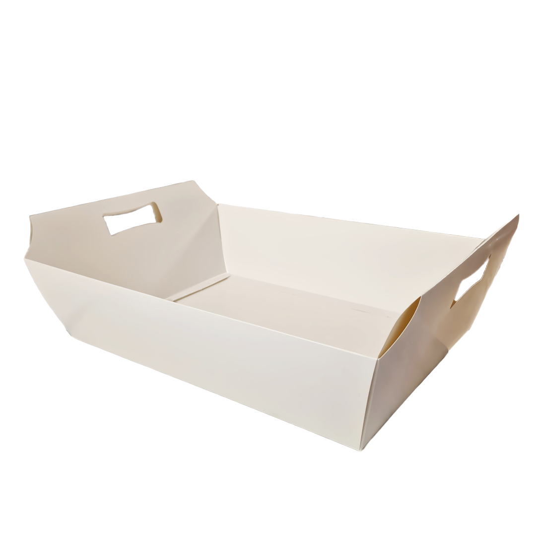 Set da 10 pezzi Cesti Bianchi Vuoti con Manici 40x30x12cm, Vassoio per Alimenti, Scatola per bomboniere regalo