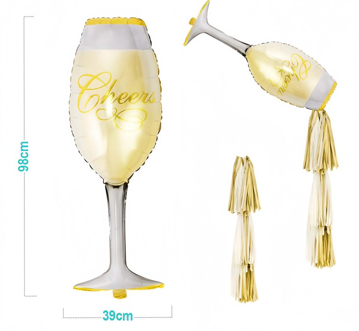 Palloncino MYLAR Bicchiere di vino con scritto Cheer Con nappe ideale per laurea compleanno anniversario