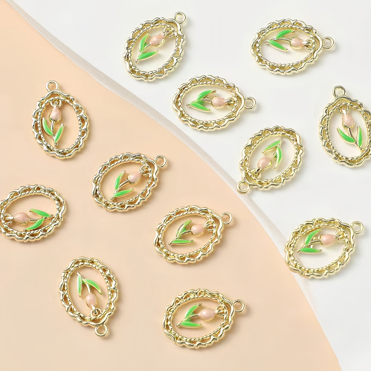 2 pezzi ciondoli Charms applicazione pendente collana gioielli Tulipano Alta qualità