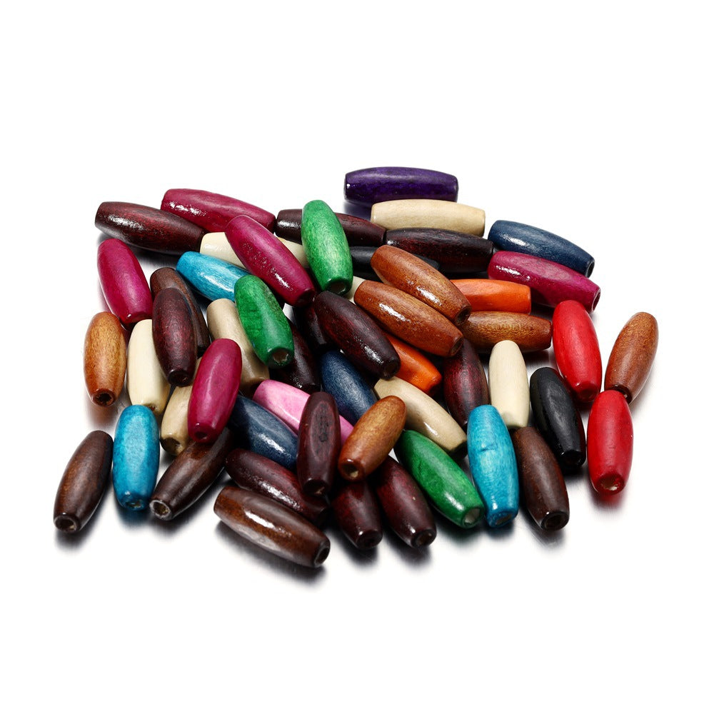 20 PERLINE DI LEGNO OVALI COLORATO DI ACERO