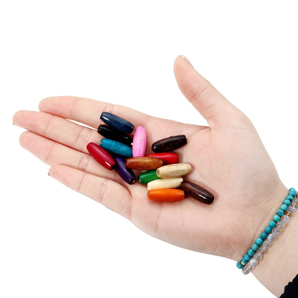 20 PERLINE DI LEGNO OVALI COLORATO DI ACERO