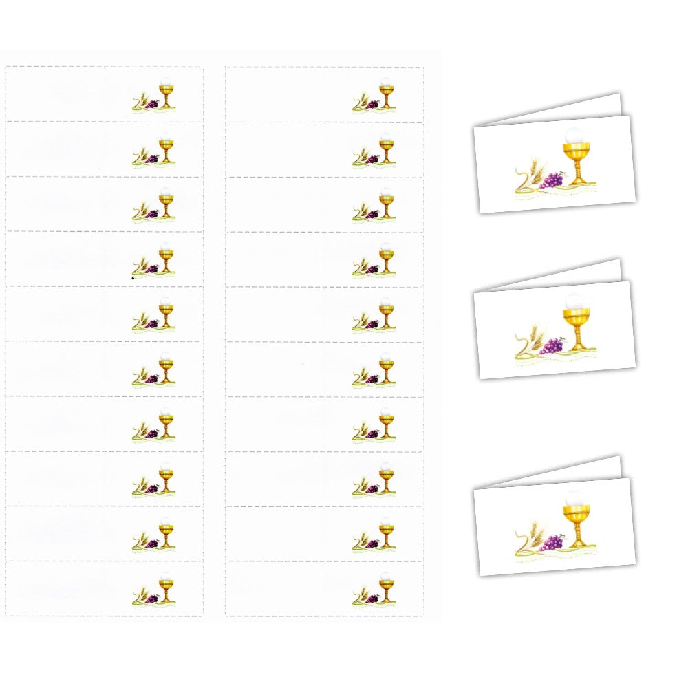 20 Pezzi bigliettini Personalizzati bomboniere Comunione Calice