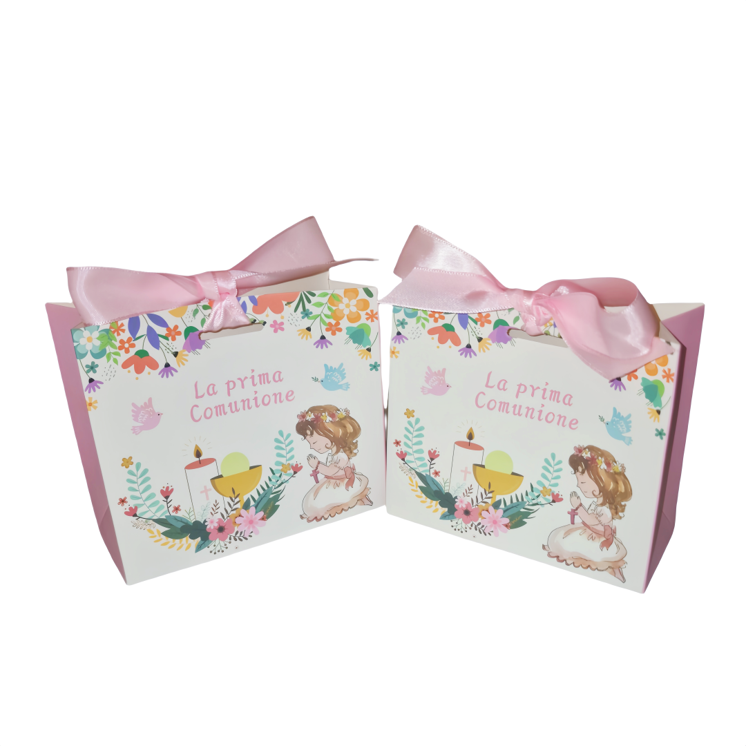 100 pezzi scatola portaconfetti prima comunione Bomboniere Segnaposto compreso il nastro
