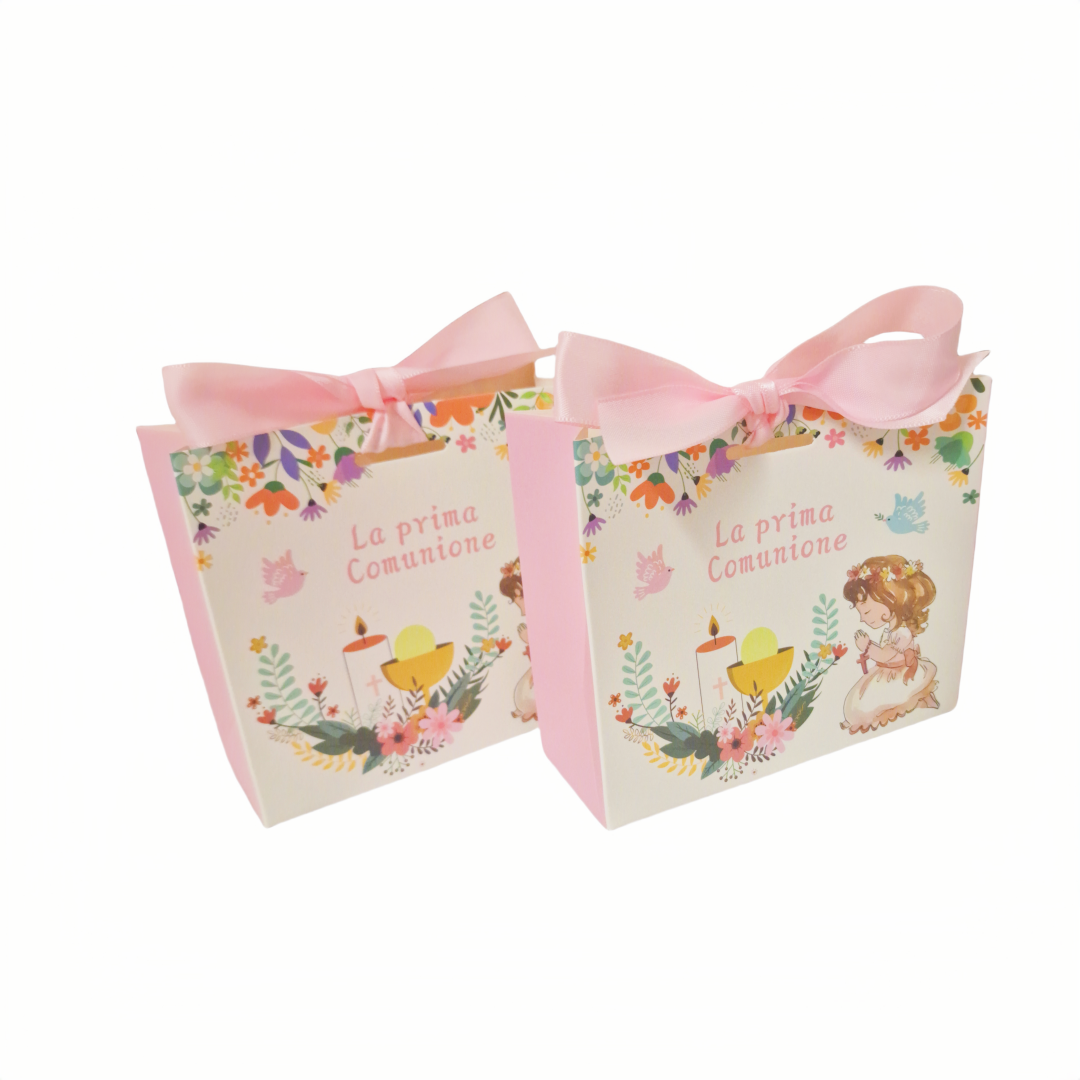 100 pezzi scatola portaconfetti prima comunione Bomboniere Segnaposto compreso il nastro
