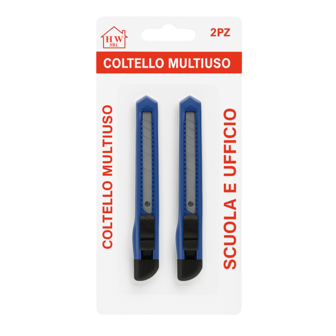 Set di 2 Cutter Manuali – Coltellini Multiuso per Scuola e Ufficio