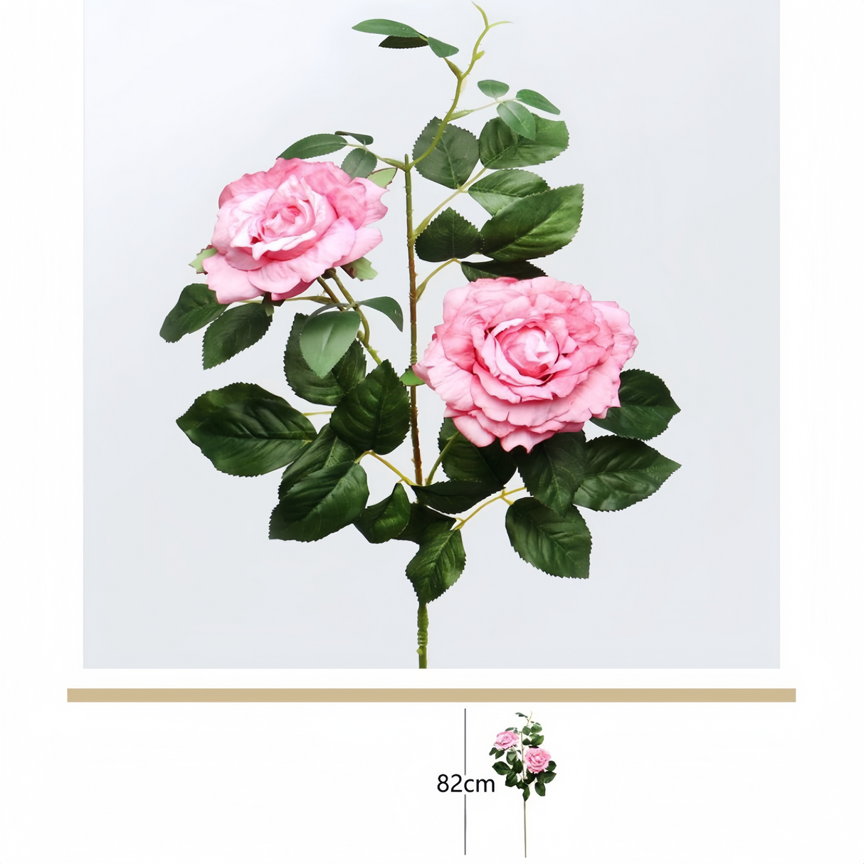 Rosa Artificiale a Stelo Lungo con 2 Teste Fiori – 82 cm