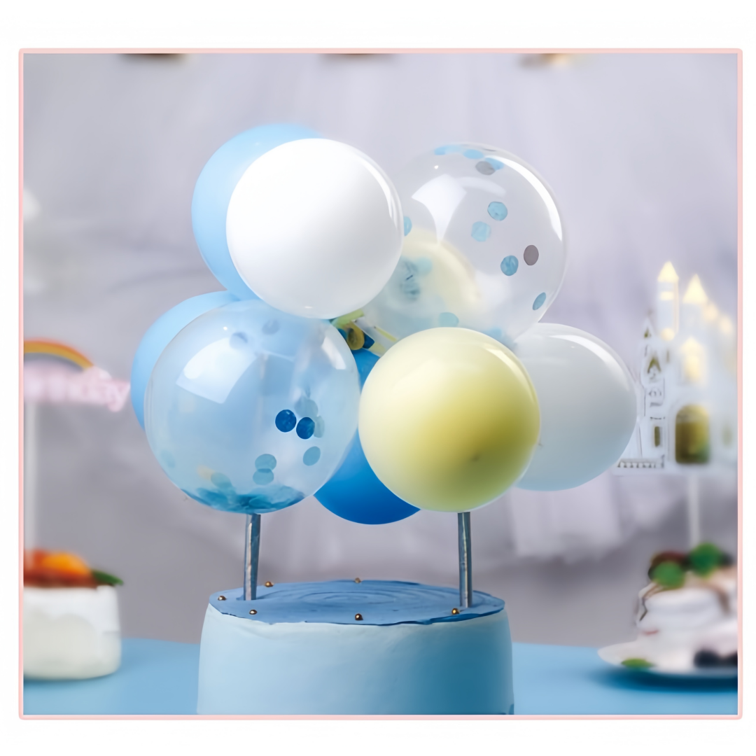 Decorazione per torte a palloncino azzurro Set 9 pezzi