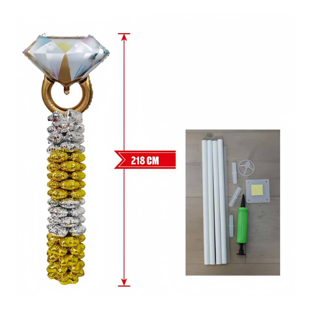 Set Palloncini MYLAR diamante oro argento 2 Metri di Altezza