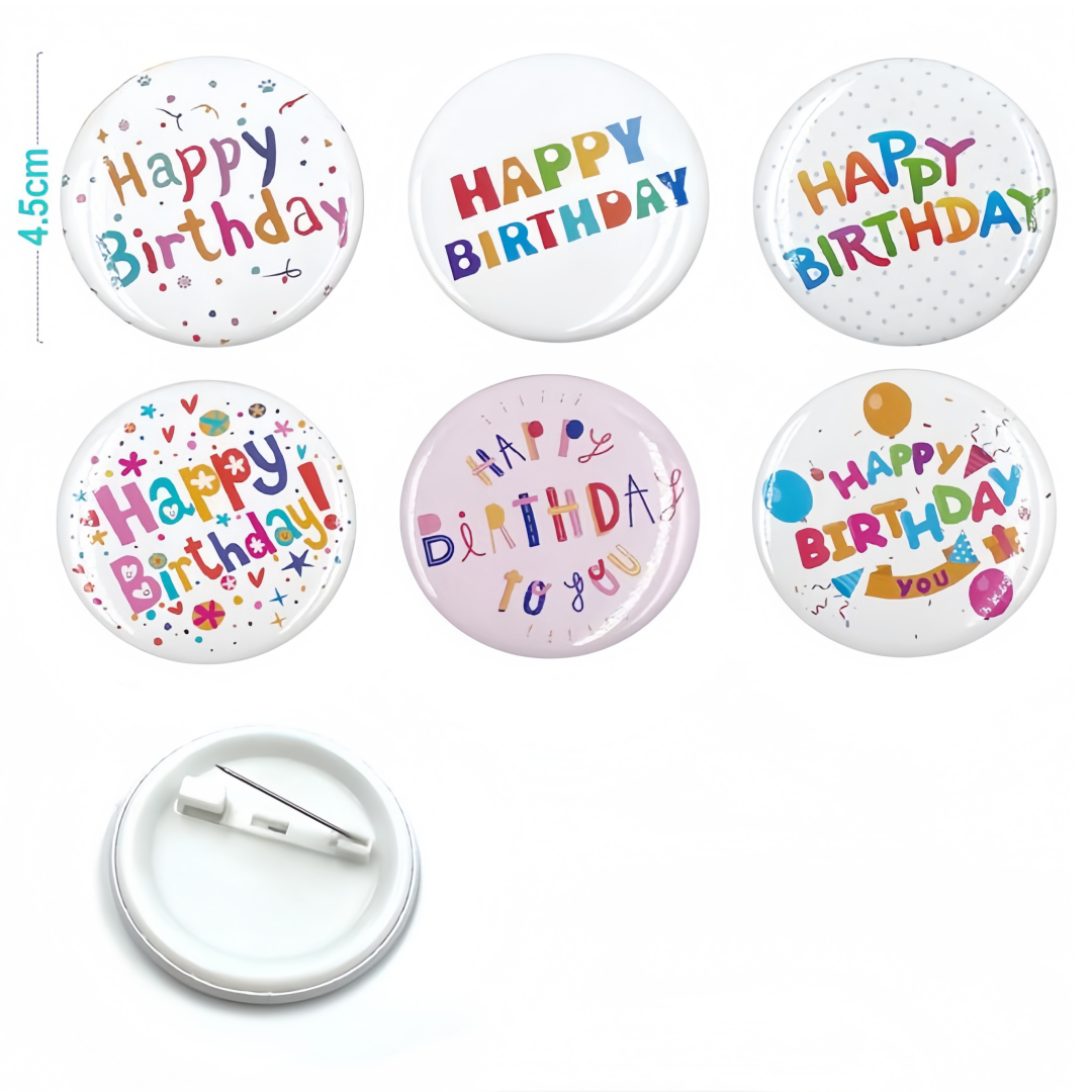 Distintivi Festa di Compleanno - Set 6 Pezzi